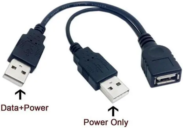 Alt view image 6 of 7 - Jimier Cable Black USB 2.0 Female A to Dual A Male Extra Power Data Y Extension Cable for 2.5" Mobile Hard Disk