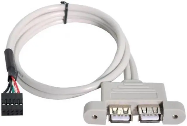 Alt view image 7 of 7 - Jimier Cable Low Profile 8cm Height USB 2.0 Female Back panel to Motherboard 9pin cable with PCI bracket 30cm