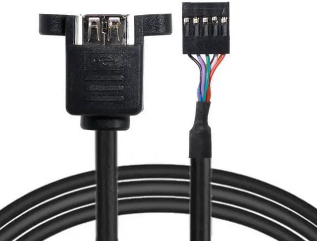 Alt view image 6 of 7 - Jimier Cable 50cm Stackable Dual USB 2.0 A Type Female to Motherboard 9 Pin Header Cable with Screw Panel Holes