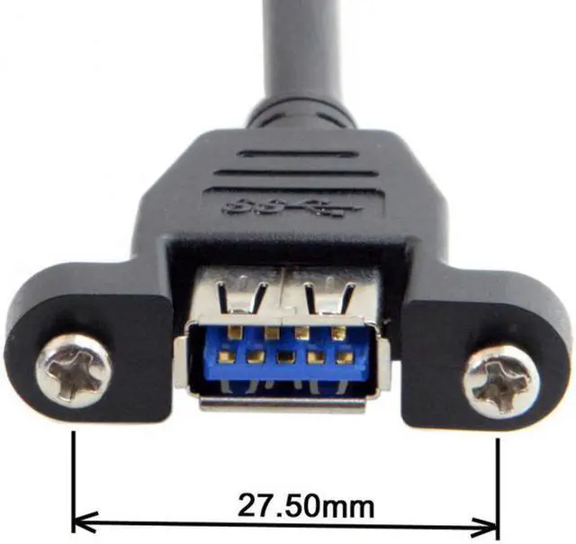 Alt view image 4 of 6 - Jimier Cable USB 3.0 Single Port A Female Screw Mount Type to Up Angled Motherboard 20pin Header Cable 90 Degree