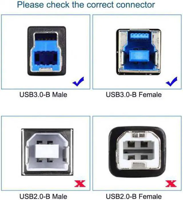 Alt view image 7 of 7 - HKCY U3-007-0.5M Dual Thumbscrews USB 3.0 Back Panel Mount B Male to Female B Type Extension Cable 0.5m