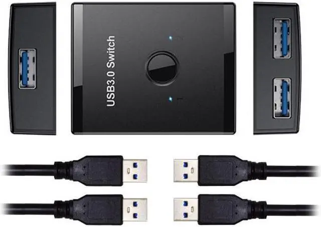 Alt view image 2 of 7 - Jimier Cable KVM USB 3.0 Bidirectional Switch Selector 2 to 1 PCs Sharing or 1 to 2 Hub for Keyboard Mouse Scanner Printer