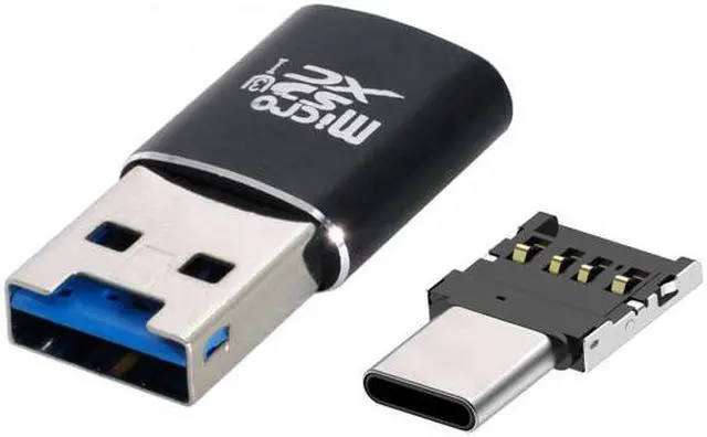 Alt view image 3 of 6 - Jimier Cable USB 3.0 to Micro SD SDXC TF Card Reader with Micro Type-C USB-C OTG Adapter for Tablet / Cell Phone