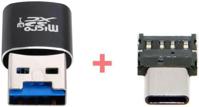 Alt view image 2 of 6 - Jimier Cable USB 3.0 to Micro SD SDXC TF Card Reader with Micro Type-C USB-C OTG Adapter for Tablet / Cell Phone