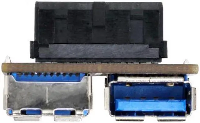 Alt view image 4 of 7 - Chenyang Cable Dual USB 3.0 A Type Female to Motherboard 20/19 Pin Box Header Slot Adapter PCBA Flat Type