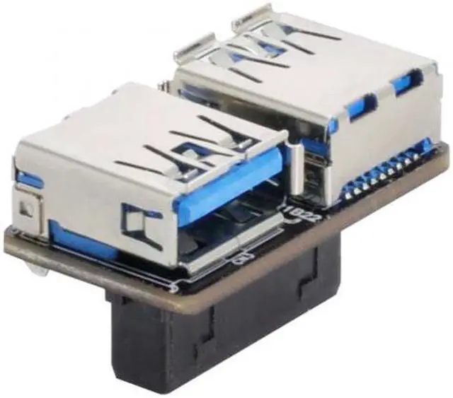 Alt view image 3 of 7 - Chenyang Cable Dual USB 3.0 A Type Female to Motherboard 20/19 Pin Box Header Slot Adapter PCBA Flat Type