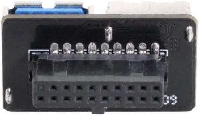 Alt view image 7 of 7 - Chenyang Cable Dual USB 3.0 A Type Female to Motherboard 20/19 Pin Box Header Slot Adapter PCBA Flat Type