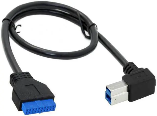 Alt view image 6 of 7 - Xiwai CY  U3-060 90 Degree Left angled USB 3.0 B Type Male to 3.0 Motherboard 19pin Header Cable 50cm