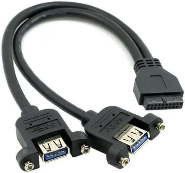 Alt view image 6 of 6 - Chenyang U3-088 USB 3.0 Dual Ports A Female Screw Mount Type to Motherboard 20pin Header cable Black