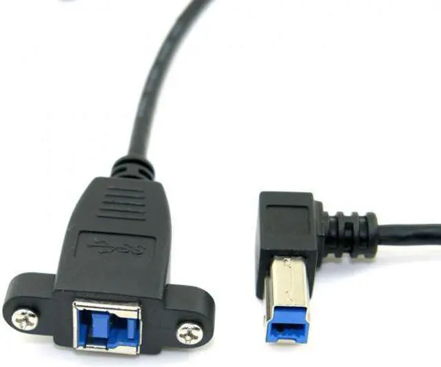 Alt view image 7 of 7 - Chenyang Cable USB 3.0 Back Panel Mount B Type Female To Right Angled 90 Degree B Type Male Extension cable 0.5m