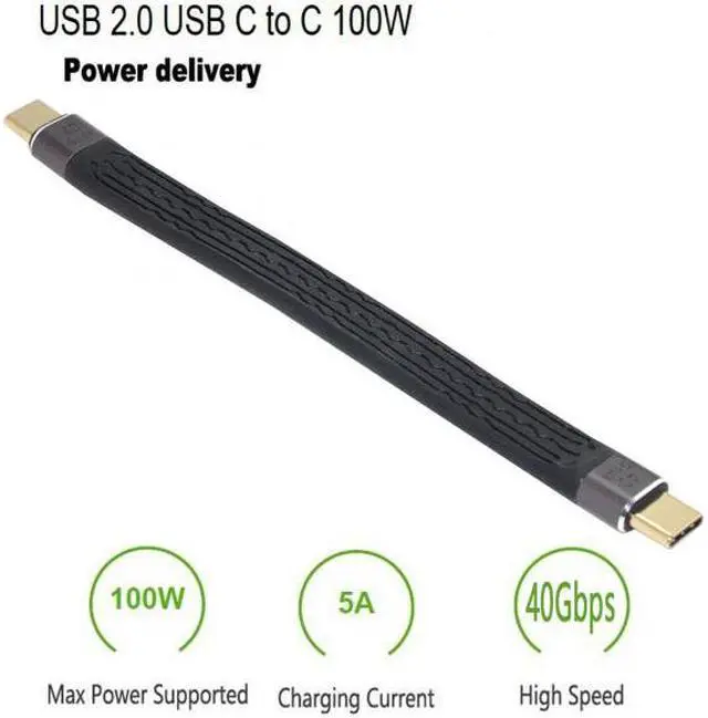 Alt view image 3 of 7 - Chenyang Cable Type-C USB-C Male to Male USB4 40Gbps 100W 8K Flat Slim FPC Data Cable for Laptop & Phone 13cm