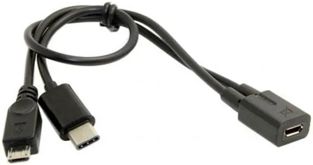 Alt view image 5 of 6 - CYSM Micro USB Female to USB-C Type C USB 3.1 & Micro USB Male Splitter Extension Charge Cable