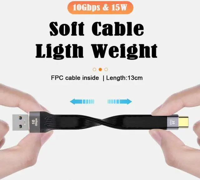 Main image of Xiwai Cable 10Gbps USB 3.1 Type C Male Host to USB3.0 Type A Male Flat Slim FPC Data Cable for Laptop & Phone