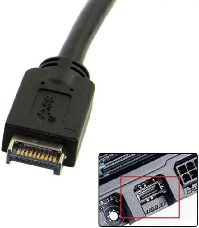 Alt view image 2 of 6 - Xiwai Cable USB 3.1 Front Panel Header to USB-C Type-C Female Extension Cable 40cm with Panel Mount Screw