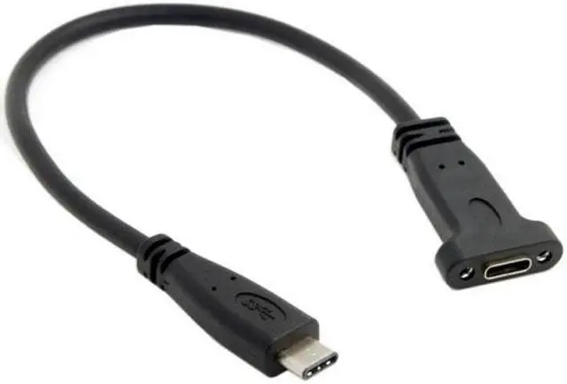 Alt view image 4 of 6 - Jimier Cable USB-C USB 3.1 Type C Male to Female Extension Data Cable with Panel Mount Screw Hole