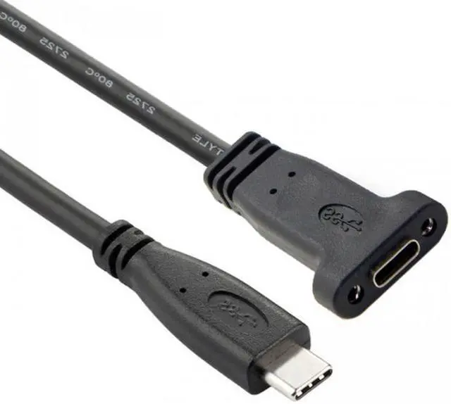 Alt view image 5 of 6 - Jimier Cable USB-C USB 3.1 Type C Male to Female Extension Data Cable with Panel Mount Screw Hole