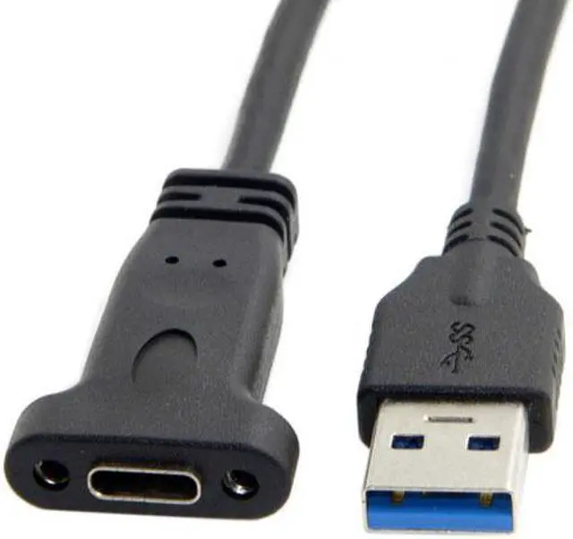 Main image of Shenzhong USB-C USB 3.1 Type C Female to USB 3.0 A Male Data Cable 20cm with Panel Mount Screw Hole