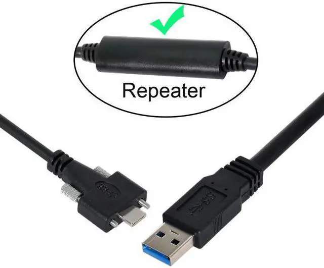 Alt view image 3 of 7 - Chenyang Cable 8 Meters USB 3.1 Type-C Dual Screws Locking to Standard USB3.0 Data Cable Mount Type for Camera Recorder