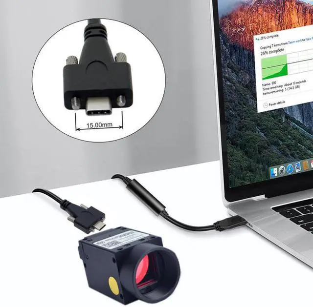 Alt view image 7 of 7 - Chenyang Cable 8 Meters USB 3.1 Type-C Dual Screws Locking to Standard USB3.0 Data Cable Mount Type for Camera Recorder