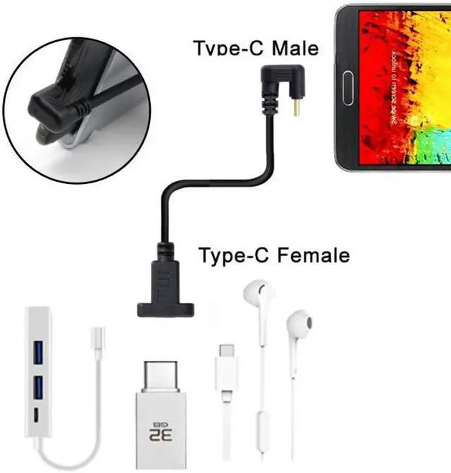 Alt view image 6 of 7 - Jimier CY UC-049-OS 180 Degree Opposite U Shape Back Angled USB-C USB 3.1 Type C Male to Female Extension Data Cable 30cm