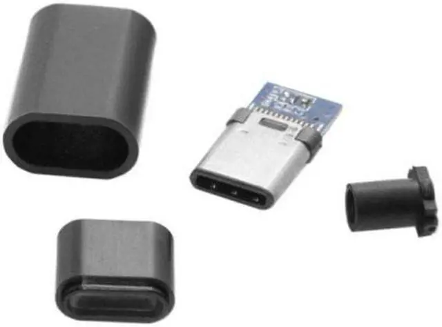 Alt view image 5 of 7 - Chenyang Cable 5set DIY 24pin USB 3.1 Type C USB-C Male Plug Connector SMT type with Black Housing Cover