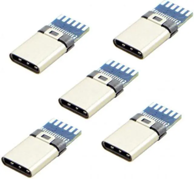 Alt view image 5 of 7 - Chenyang Cable 5set DIY 24pin USB 3.1 Type C USB-C Male Plug Connector SMT type with 3.5mm SR and Housing Cover