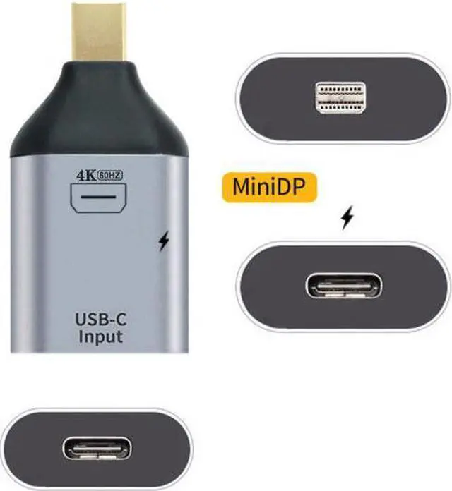 Alt view image 3 of 7 - Chenyang Cable 100W 10Gbps Cable & USB-C Type C Female Source to Mini Displayport DP Sink HDTV & PD Power Adapter 4K 60hz 1080p for Phone & Laptop