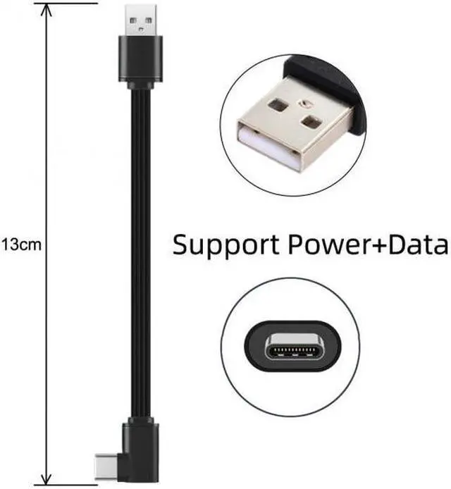 Alt view image 3 of 7 - Cablecc CY UC-096-RI-0.13M 13cm USB 2.0 Type-A Male to USB-C Type-C Left Right Angled 90 Degree Data Flat Slim FPC Cable for FPVDiskPhone