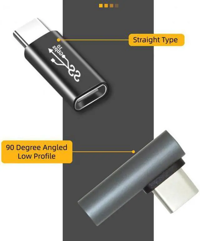 Alt view image 4 of 8 - CYSM 2pcs/lot Low Profile Angled & Straight USB 3.1 Type C Male to USB-C Female Power Data 10Gbps Adapter for NS Switch & Phone