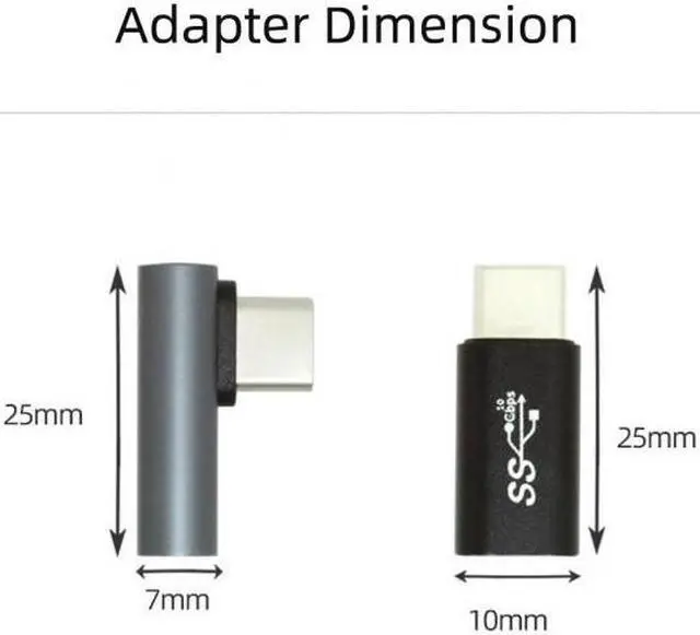 Alt view image 7 of 8 - CYSM 2pcs/lot Low Profile Angled & Straight USB 3.1 Type C Male to USB-C Female Power Data 10Gbps Adapter for NS Switch & Phone