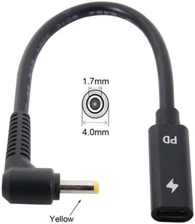 Alt view image 5 of 5 - Chenyang Cable Type C USB-C Female Input to DC 4.0*1.7mm Power PD Charge Cable fit for Laptop 18-20V