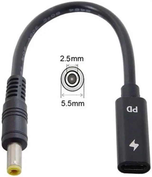 Alt view image 5 of 5 - Chenyang Cable Type C USB-C Female Input to DC 5.5*2.5mm Power PD Charge Cable fit for Laptop 18-20V