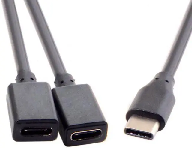 Alt view image 5 of 7 - KAIBOXIXI Type-C to Dual Ports USB-C Female Hub Cable For Laptop PC & Mouse & Flash Disk
