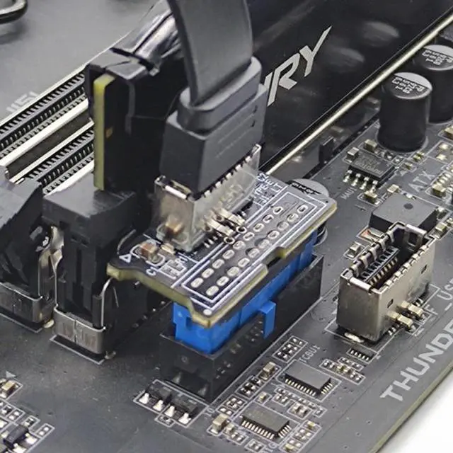 Alt view image 7 of 7 - Jimier Cable Vertical USB 3.1 Front Panel Socket Key-A Type-E to USB 3.0 20Pin Header Male Extension Adapter for Motherboard