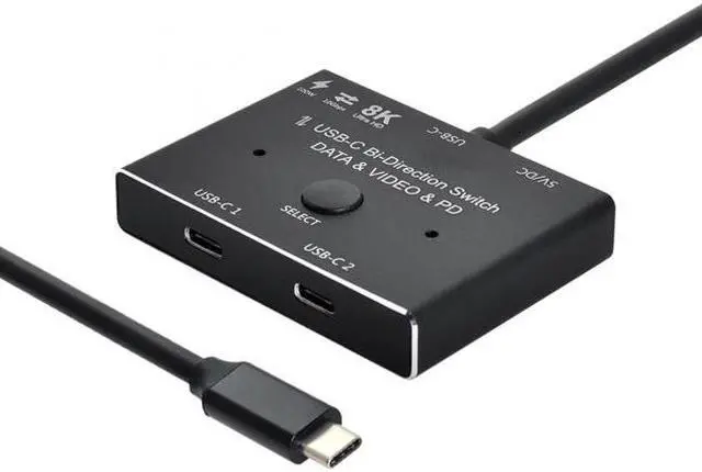 Alt view image 5 of 7 - Chenyang Cable USB-C Type-C Bi-Direction Switch MST 1 to 2 Hub Support Video Data PD 8K@30hz 100W 10Gbps