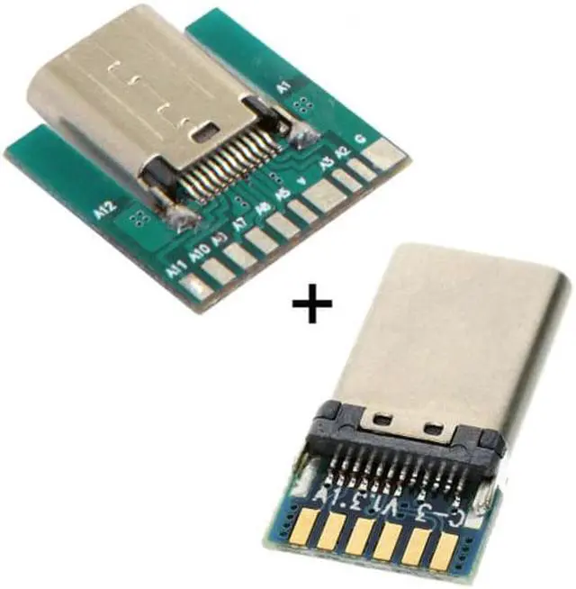 Alt view image 3 of 6 - Jimier Cable DIY 24pin USB 3.1 Type C Male & Female Plug & Socket Connector SMT type with PC Board 1 set