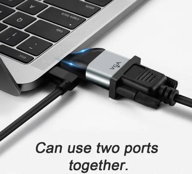 Alt view image 7 of 7 - Jimier Cable USB-C Type C to VGA Converter Monitor Adapter 1080p 60hz for Tablet & Phone & Laptop