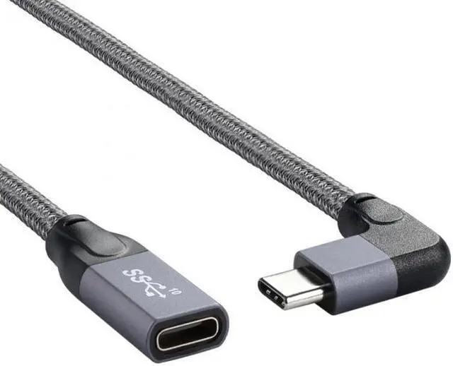 Main image of FVH CY UC-118-RI Left Right Angled USB-C USB 3.1 Type C Male to Female Extension Data Cable with Sleeve for Laptop