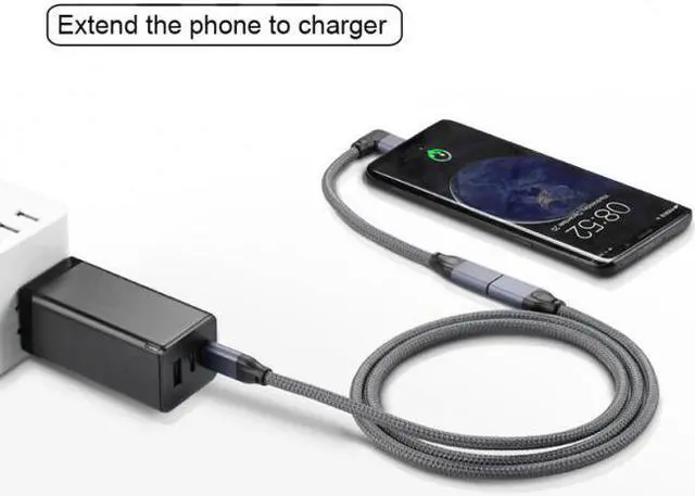 Alt view image 6 of 6 - FVH CY UC-118-RI Left Right Angled USB-C USB 3.1 Type C Male to Female Extension Data Cable with Sleeve for Laptop