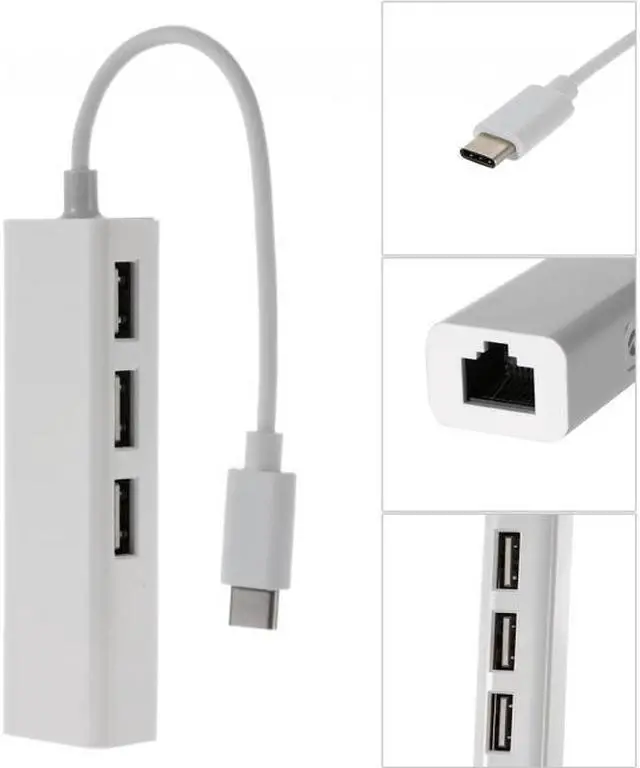 Alt view image 4 of 5 - Shenzhong USB 3.1 Type C USB-C Multiple 3 Ports Hub with Ethernet Network LAN Adapter For Mac & Laptop
