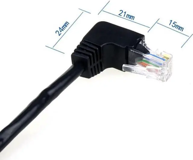 Alt view image 5 of 7 - Jimier Cable Down Angled 90 Degree 8P8C FTP STP UTP Cat 5e Male to Female Lan Ethernet Network Extension Cable 50cm