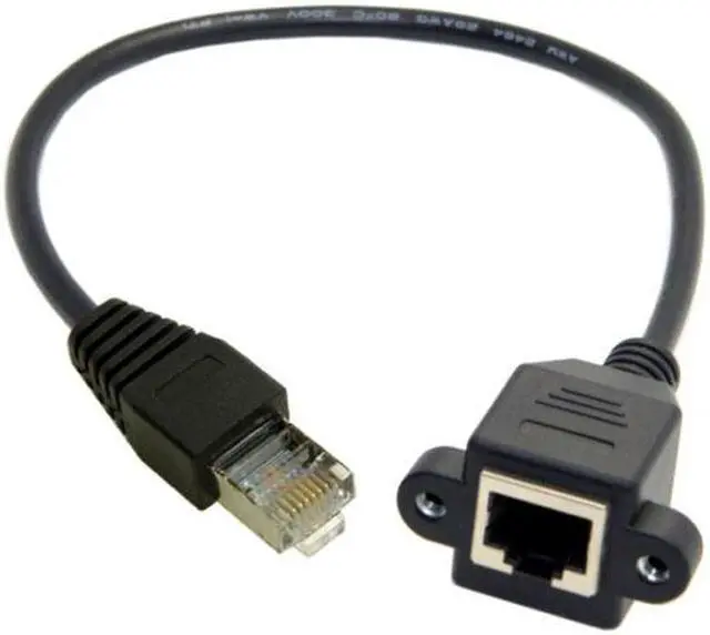 Alt view image 6 of 7 - Chenyang Cable 30cm 8P8C FTP STP UTP Cat 5e Male to Female Lan Ethernet Network Extension Cable with Panel Mount Holes