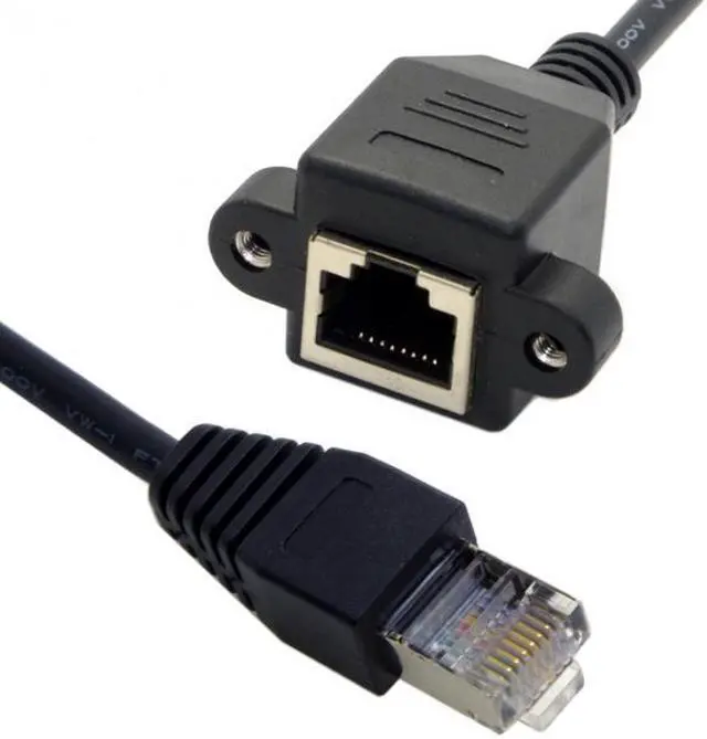 Alt view image 3 of 7 - Chenyang Cable 30cm 8P8C FTP STP UTP Cat 5e Male to Female Lan Ethernet Network Extension Cable with Panel Mount Holes