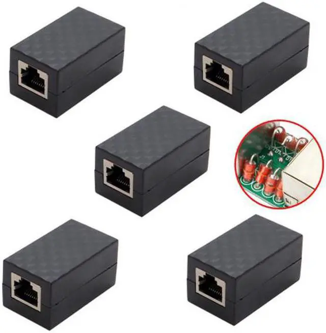 Alt view image 2 of 7 - Jimier Cable 5pcs/lot Lightning Protection RJ45 UTP STP CAT6 CAT5e Female to Female Network Lan Adapter Extender