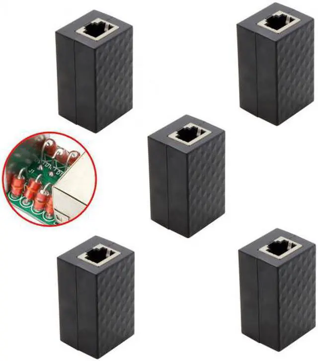 Alt view image 3 of 7 - Jimier Cable 5pcs/lot Lightning Protection RJ45 UTP STP CAT6 CAT5e Female to Female Network Lan Adapter Extender