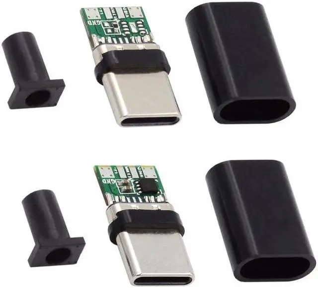 Main image of Jimier 2sets/lot DIY OEM 24pin Connector Plug USB Type C USB-C Male to USB-C Male 100W PD USB2.0 Data with Housing Cover