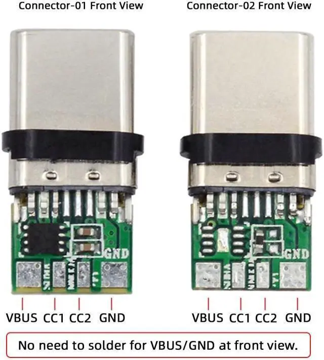 Alt view image 7 of 7 - Jimier 2sets/lot DIY OEM 24pin Connector Plug USB Type C USB-C Male to USB-C Male 100W PD USB2.0 Data with Housing Cover