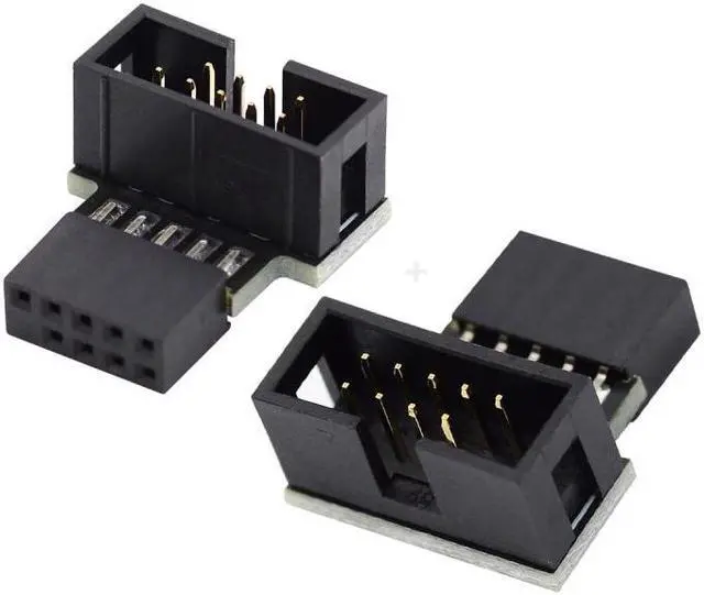 Alt view image 2 of 7 - Jimier 1set Down & Up Angled USB 2.0 10Pin 9Pin Header Male to Female Extension Adapter 90 Degree for Motherboard