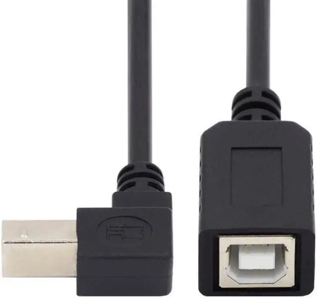 Alt view image 2 of 7 - Jimier USB 2.0 B Type Male to Female Extension Cable Down Angled 90 Degree 20cm for Printer Scanner Disk