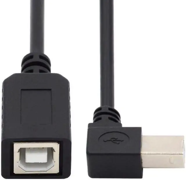 Alt view image 2 of 7 - Jimier USB 2.0 B Type Male to Female Extension Cable Left Angled 90 Degree 20cm for Printer Scanner Disk